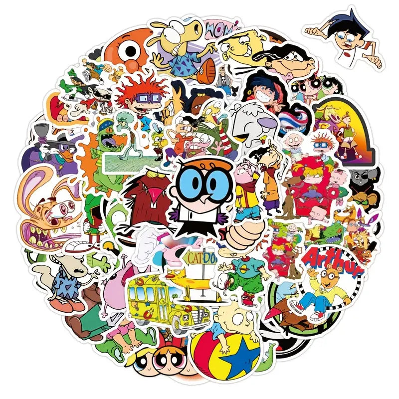 90s Cool Cartoon Stickers, Vinyl 50pcs