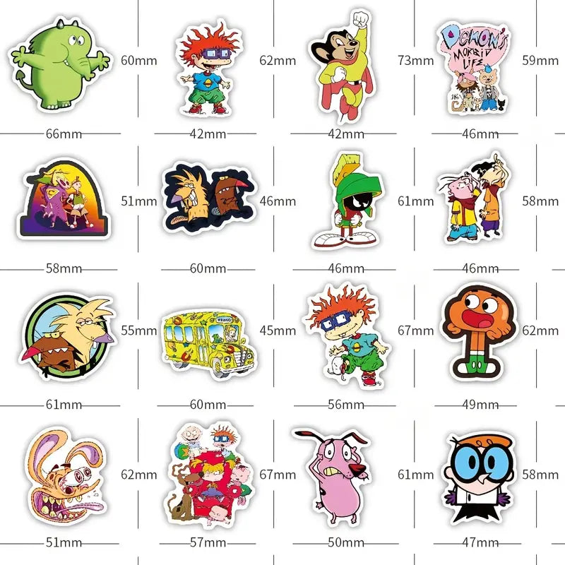 90s Cool Cartoon Stickers, Vinyl 50pcs