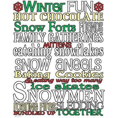 RETIRED TRANSFERS- 10.5" x 14.5" 12PCS PACK WINTER WORDS